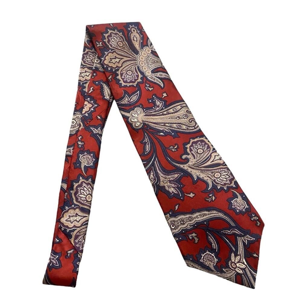 Vintage Oscar De La Renta 100% Imported Silk Made in America Paisley Print Tie